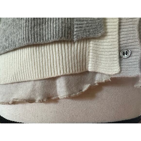 NWT Diane Snyder Cashmere Glenn Triple Band Gray Layered Cardigan size M - Picture 7 of 16